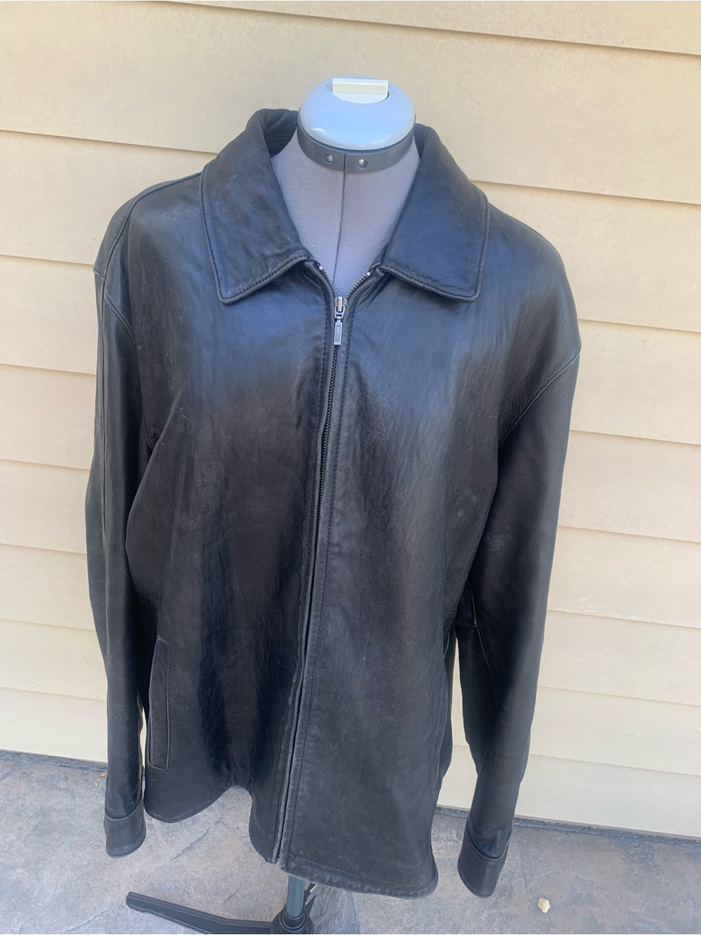 Merona Black Leather Bomber Jacket